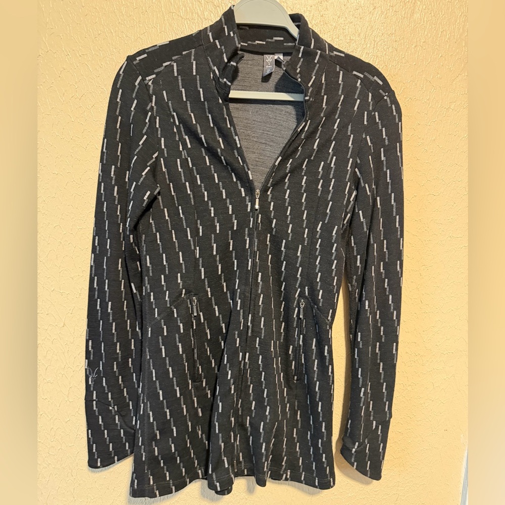 Ibex Wool Full Zip Long Length Sweater Jacket Size Small‎